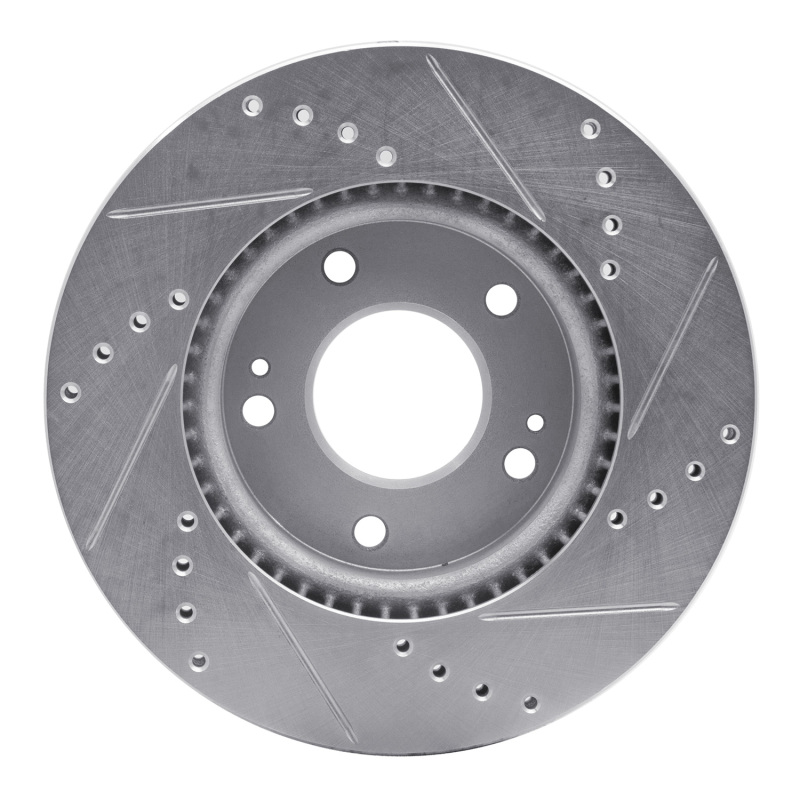 Hyundai Ioniq Brake Rotor (1) - Front Left - R1 Concepts - Drilled & Slotted - Silver - `17-`22